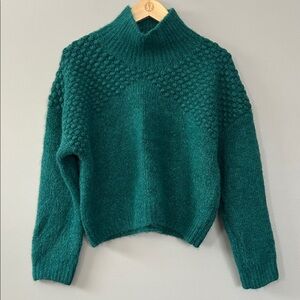 Free People Bradley Pullover Soft‎ Cozy Mock Neck Sweater XL Alpine Green